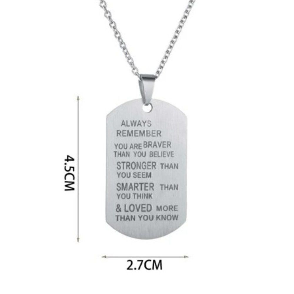 STAINLESS STEEL EMPOWERING DOG TAG NECKLACE - Picture 3 of 5